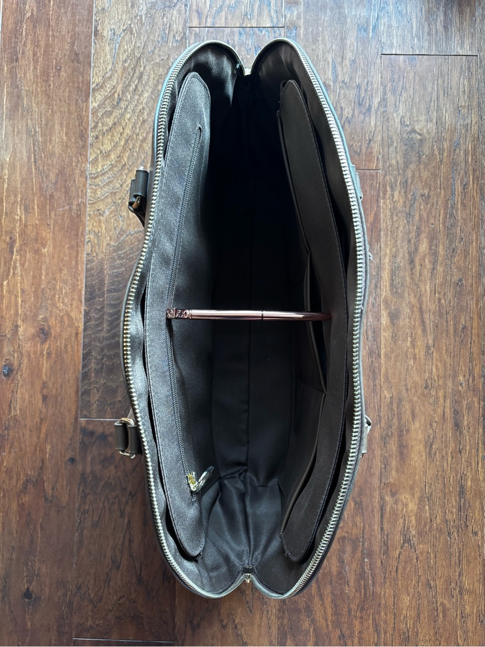 Caramel Faux Leather Work Tote Laptop Bag | Gold Bow Details | NWOT - Picture 13 of 14